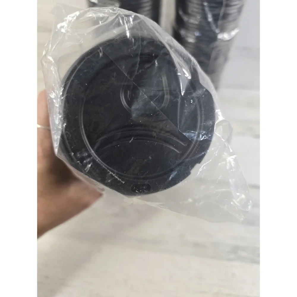 Dixie D9542 Black Plastic Sip-Through Dome Lids for 10-20 oz Hot Cups 3 Sleeves